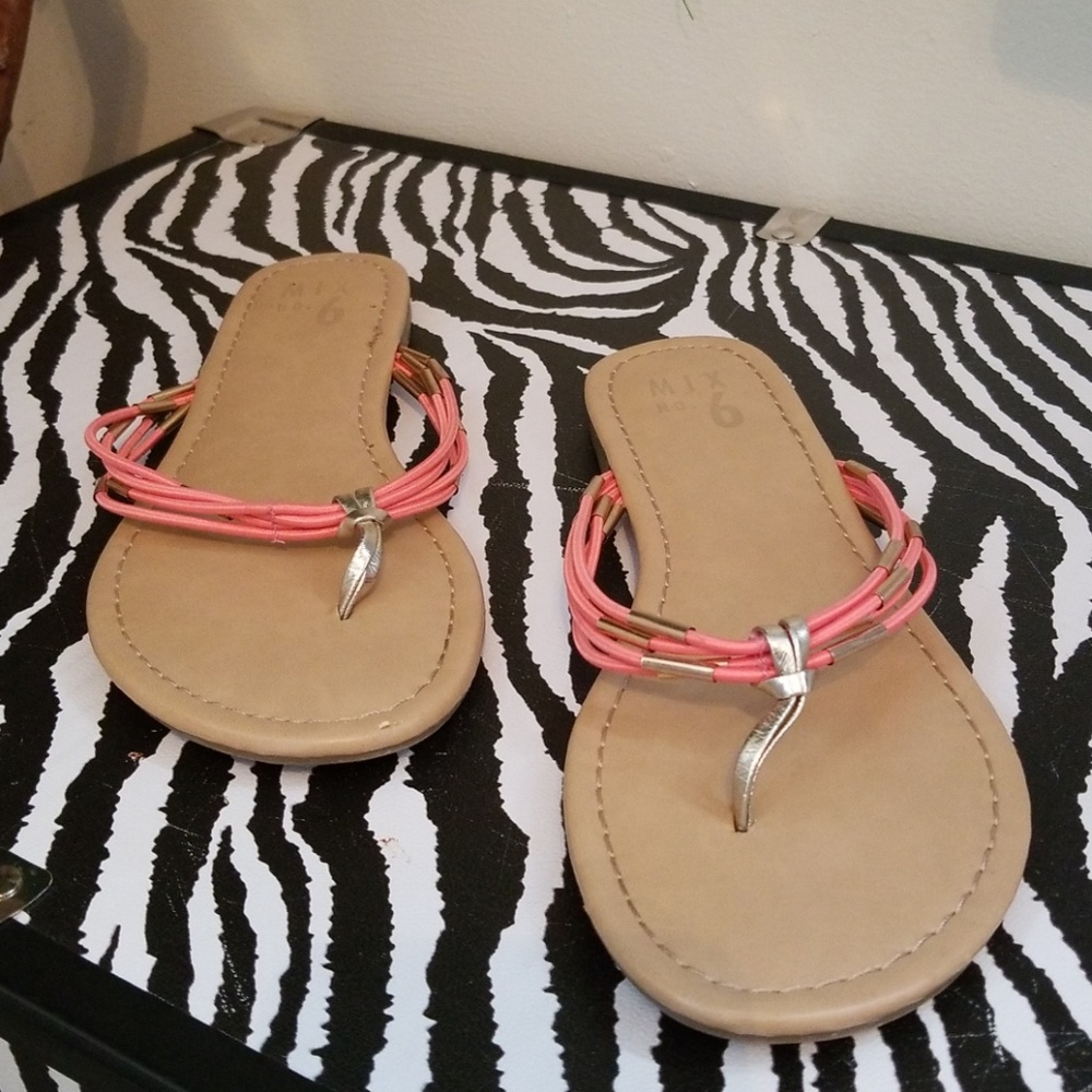 Coral and gold sandals